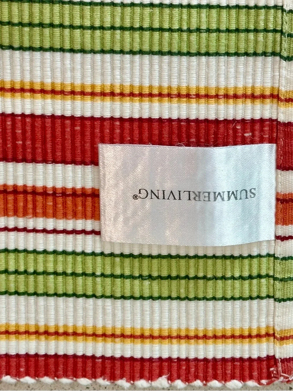 Striped Cotton Placemats Set Of 4 in Red, Green and Cream